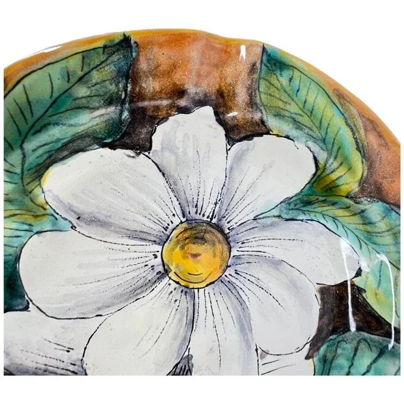 Mayolica Santa Rosa Guanajuato Mexico Ashtray Hand Painted Art Pottery Floral - Picture 9 of 9